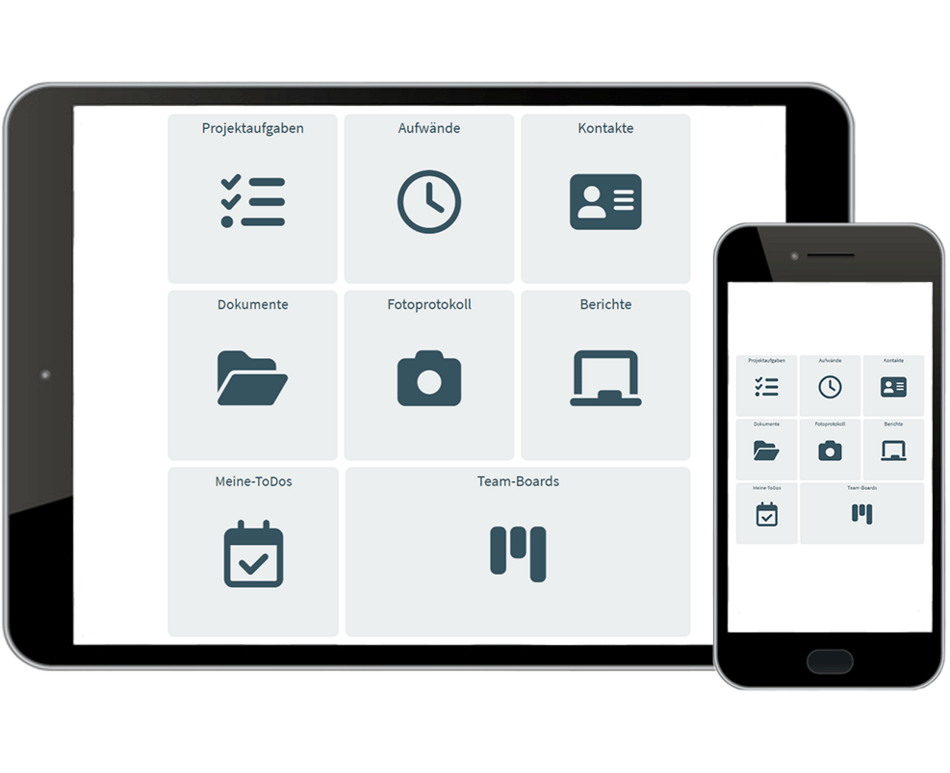 Mobile Funktion Projektmanagement-Software netProject Übersicht der mobilen Version für netproject